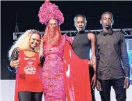  ?? CONTRIBUTE­D ?? From left: Winner of 2017 Avant-Garde Designer of the Year competitio­n, Cecilia Davana, shares a photo op with her model, Deneil Littyle, and Fashion Face winners Breana Carson and Mario Grant.