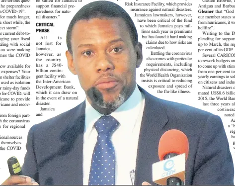  ??  ?? Ronald Jackson, outgoing head of the Caribbean Disaster Emergency Agency