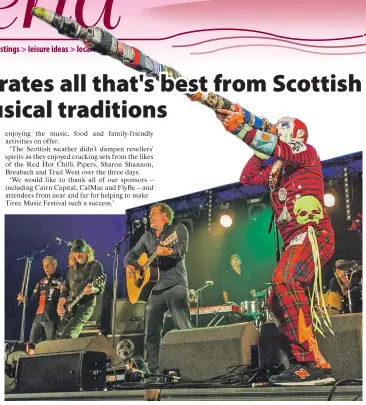  ??  ?? The Levellers headline a colourful set on the Saturday night of Tiree Music Festival.