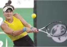  ?? ?? Bianca Andreescu, lors d’un match disputé en mars à Indian Wells, en Carliforni­e. - Archives