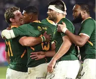  ?? ?? BOK RUB Kwagga Smith and Damian Willemse embrace
YELLOW CARD
Dan Biggar of Wales is off