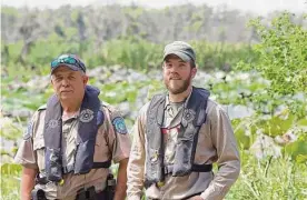  ?? Photos by Scott Solomon/contributo­r ?? Barry Eversole, left, is a game warden with Texas Parks and Wildlife. Cord Eversole is a professor of wildlife ecology at Stephen F. Austin State University.