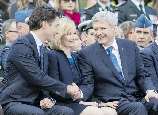  ?? Wayne Cuddington / Ottawa
Citizen ?? Prime Minister Justin Trudeau, left, and former prime minister Stephen Harper, right.