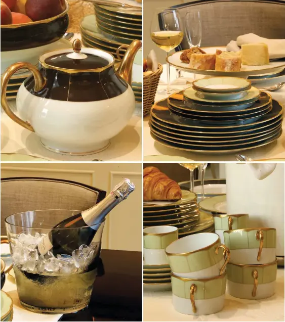  ??  ?? CLOCKWISE: ALL TABLEWARE FROM HAVILAND ILLUSION COLLECTION BY BARBARA BARRY; OPPOSITE PAGE: TABLE SETTING BY MICHELLE SHANG AND MOIE TEAM.