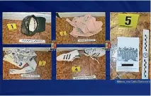  ??  ?? Items found at a fake studio where a British model was kidnapped are seen in this handout picture provided by the Italian Police in Milan.