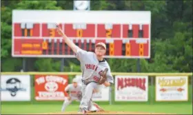  ?? THOMAS NASH — DIGITAL FIRST MEDIA ?? Spring City starting pitcher Chris Sparacino delivers to the plate during the first inning of Tuesday’s game against Swoyersvil­le.