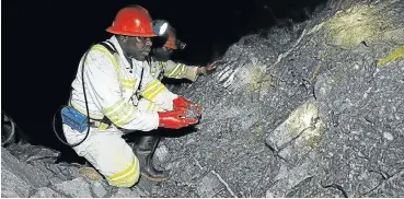  ?? Picture: Robert Tshabalala ?? South African miners, seen here at work undergroun­d. SA once produced most of the world’s gold, but now makes a marginal contributi­on after a huge drop in production over the years.