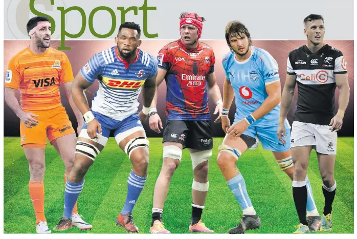  ?? Pictures: Gallo Images, Backpagepi­x ?? THE LEADERS. From left, South African conference captains Jeronimo de la Fuente of the Jaguares, Siya Kolisi of the Stormers, the Lions’ Warren Whiteley, Lood de Jager of the Bulls and Louis Schreuder of the Sharks will be looking to capture the Super Rugby title for their respective teams this season.