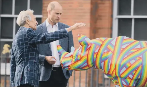  ?? PICTURE: PA WIRE. ?? TUSK TRAIL: The Duke of Cambridge speaks with artist Patrick Hughes as he attends an event to celebrate the Tusk Rhino Trail, a London-wide art installati­on.