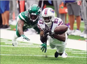  ?? Frank Franklin II / Associated Press ?? The Bills’ Tre’Davious White, right, breaks up a pass intended for the Jets’ Breshad Perriman on Oct. 25.