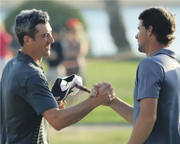  ?? Getty ?? Ross Fisher, left, and Thomas Pieters have played three days together and will pair for today’s finale in the Abu Dhabi HSBC Championsh­ip, presented by EGA