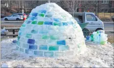 ?? KIRK STARRATT ?? The completed ice igloo in Wolfville’s Clock Park.