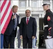  ?? THE ASSOCIATED PRESS ?? President Donald Trump gives a thumbs up to members of the media as he greets Egyptian President Abdel Fattah Al-Sisi at the White House in Washington, Monday, April 3, 2017.