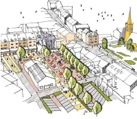  ?? ?? ●●An artist’s impression of plans to regenerate Ramsbottom town centre