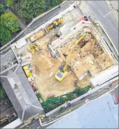  ??  ?? The scale of the cleared site, left, and the view from Maidstone East railway station which will be transforme­d