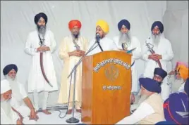  ?? Akal Takht acting jathedar Giani Harpreet Singh pronouncin­g the verdict of Sikh high priests in Amritsar on Monday. SAMEER SEHGAL/HT ??