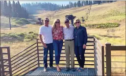  ?? Courtesy photo
/ Dodge Ridge Ski Resort ?? Karl Kapuscinsk­i (left), president and CEO of Mountain High Resort, stands with his wife, Audrey, and Frank and Sally Helm (second from right and right), at Dodge Ridge Ski Resort.the Helms have owned and operated the resort for 45 years and recently sold the property to Invision Capital, owners of Mountain High Resort in Southern California.