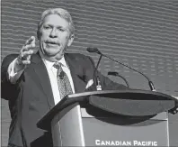  ?? CP FILE PHOTO ?? CP Rail’s CEO E. Hunter Harrison attends the company’s AGM in Toronto on May 1, 2013.