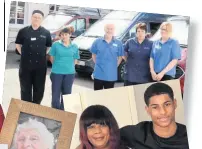  ??  ?? MISSION Cathie, left. Top, Isobel Fraser Care Home staff. Above, Marcus and his mum