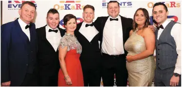  ?? Photo by Michelle Cooper Galvin ?? Paddy Kieran O’Callaghan, Stephen O’Donoghue, Aisling O’Dwyer, Cian Horan, Derry Healy, Marguerite Dwyer and Kevin O’Riordan at the Oskar’s in the INEC, Killarney on Friday.