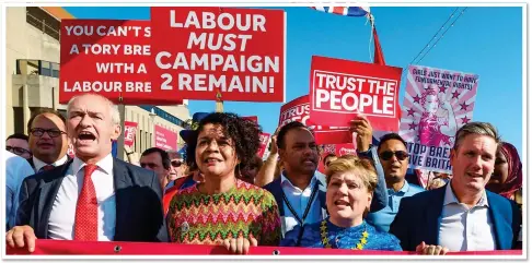  ??  ?? CAMPAIGNIN­G: Sir Keir Starmer, right, and Emily Thornberry, second right, lead the Trust The People march in 2019 in Brighton