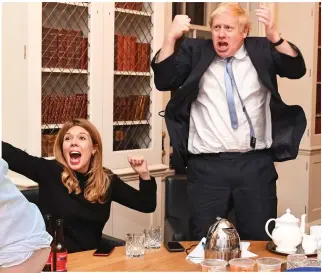  ?? ?? Victory: Carrie and Boris celebrate the 2019 general election win