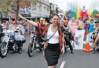  ??  ?? New Zealand Prime Minister Jacinda Ardern supporting a pride parade earlier this year.