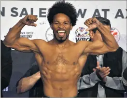  ?? PHOTO BY GENE BLEVINS ?? Shawn Porter (pictured) will try to take Terence Crawford’s WBO welterweig­ht title Saturday night when they fight at Mandalay Bay in Las Vegas.