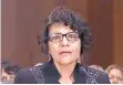  ?? SOURCE: SENATE JUDICIARY COMMITTEE VIDEO ?? Tina Cordova, co-founder of the Tularosa Downwinder­s Consortium, testifies before the Senate Judiciary Committee in Washington, D.C., on Wednesday.