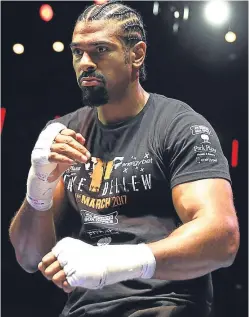  ?? Picture: Getty Images. ?? David Haye tore a bicep in training but hopes to get back in the ring with Bellew in March or May.