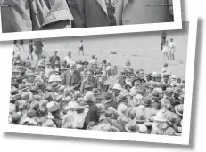  ?? PHOTOS: ALEXANDER TURNBULL LIBRARY REFERENCE 1/2-084055-G, 1/2-084060-G ?? Top: Guy Menzies and others at Rongotai Aerodrome, in Wellington, taken by an unidentifi­ed photograph­er for The Evening Post in 1931; above: Guy Menzies meets the crowd at the Rongotai Aerodrome.