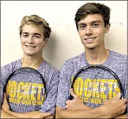  ?? Arkansas Democrat-Gazette/TIM COOPER ?? Little Rock Catholic seniors Henry Nolan (left) and Steven Weeks will wrap up their high school careers today at the boys Overall tennis tournament at the Burns Park Tennis Complex in North Little Rock.