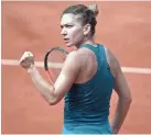  ??  ?? Simona Halep reacts during her match against Angelique Kerber.