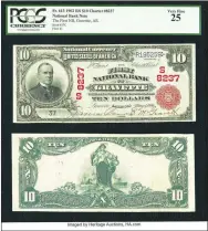  ?? Courtesy photo/HERITAGE AUCTIONS, HA.COM ?? This $10 banknote printed at First National Bank in Gravette sold at auction in 2016 for $9,400, according to an article published in “Intelligen­t Collector.”