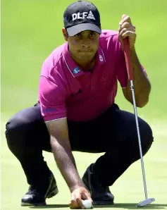 ??  ?? Shubhankar Sharma prepares his shot at green one, during the third round of the World Golf Championsh­ip in Mexico City, in this March 3 file photo. — AFP photo