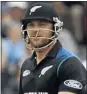  ??  ?? pens.”
England, who set a revised target of 192 in 26 overs under the Duckworth/Lewis method after a rain delay of some three hours between innings, were in dire straits at 45 for five after McCullum ’ s decision to open the bowling with Mitchell...