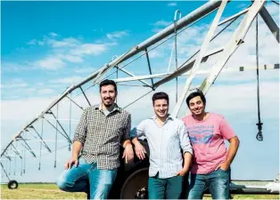  ??  ?? Jairo Trad, Rodrigo Tissera y Toni Abdala, fundadores de la agrotech Kilimo.