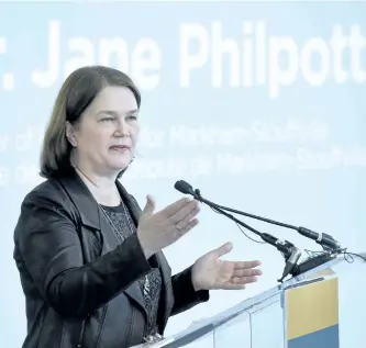  ?? JUSTIN TANG/THE CANADIAN PRESS ?? Health Minister Jane Philpott would neither confirm nor deny that the new bill would require plain packaging for legal marijuana. She spoke to a Senate committee Wednesday about plain wrapping for tobacco.