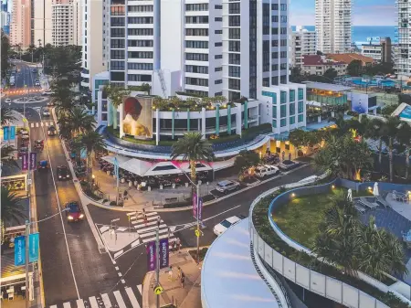  ??  ?? The Aria retail precinct in Broadbeach is for sale.