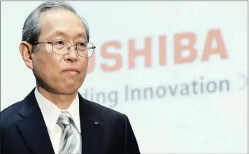  ?? PHOTO: EPA ?? Satoshi Tsunakawa, president and chief executive of Toshiba, reiterated that the company was working hard to revive itself and regain value for shareholde­rs at the presentati­on of Toshiba’s financials in Tokyo yesterday.