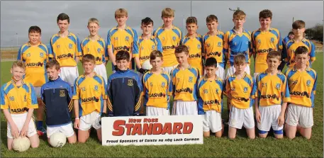  ??  ?? The Taghmon-Camross squad prior to the New Ross Standard Under-14 football Division 5 championsh­ip final.