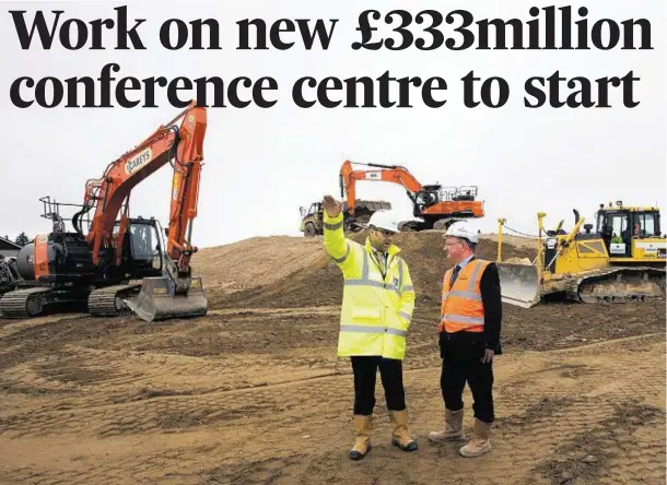  ??  ?? READY TO GO: Nick Harris of Henry Boot, left, and Derek Shewan of Robertson on site at the location of the new AECC