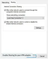  ??  ?? Enable Sharing for your VPN adapter.