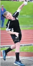  ??  ?? Lee Stream School’s George Tisdall (12) throws in the boys under13 shot put.