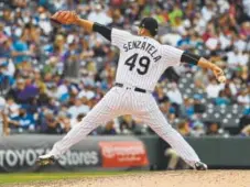  ?? Andy Cross, Denver Post file ?? Rockies right-hander Antonio Senzatela believes he is better equipped to handle major-league hitters than he was earlier this season. On Monday night at Coors Field, the Rockies rallied to beat the Giants 5-2. » STORY, 5B