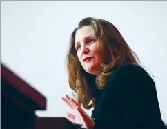  ?? CP PHOTO SEAN KILPATRICK ?? Deputy Prime Minister Chrystia Freeland speaks to media in Ottawa on Monday.