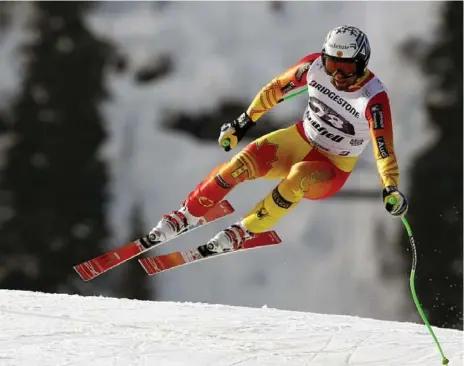  ?? ALESSANDRO TROVATI/THE ASSOCIATED PRESS ?? Canada’s Manuel Osborne-Paradis flies down the course in Kvitfjell, Norway, en route to capturing the silver medal in the World Cup downhill.