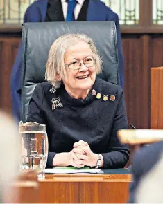  ??  ?? Baroness Hale at her valedictor­y ceremony in Courtroom One of the Supreme Court