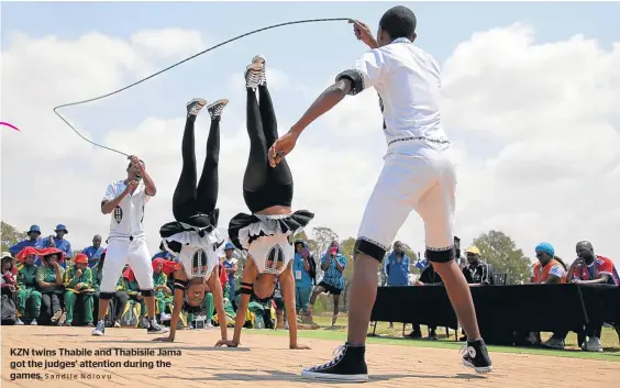  ?? Sandile Ndlovu ?? KZN twins Thabile and Thabisile Jama got the judges’ attention during the games.