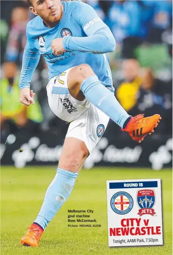  ?? Picture: MICHAEL KLEIN ?? Melbourne City goal machine Ross McCormack.